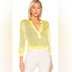 Tibi Mesh Pullover Sweater in Citron